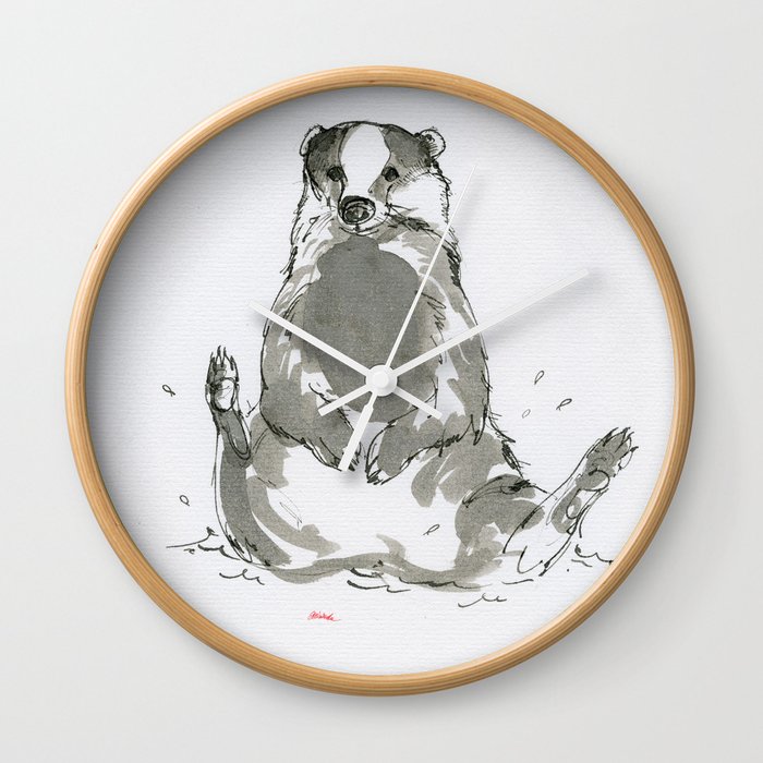 Grooming badger Wall Clock