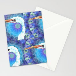 Colorful Mandala Bird Art - White Egret Stationery Card