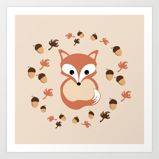 Fox in autumn Art Print