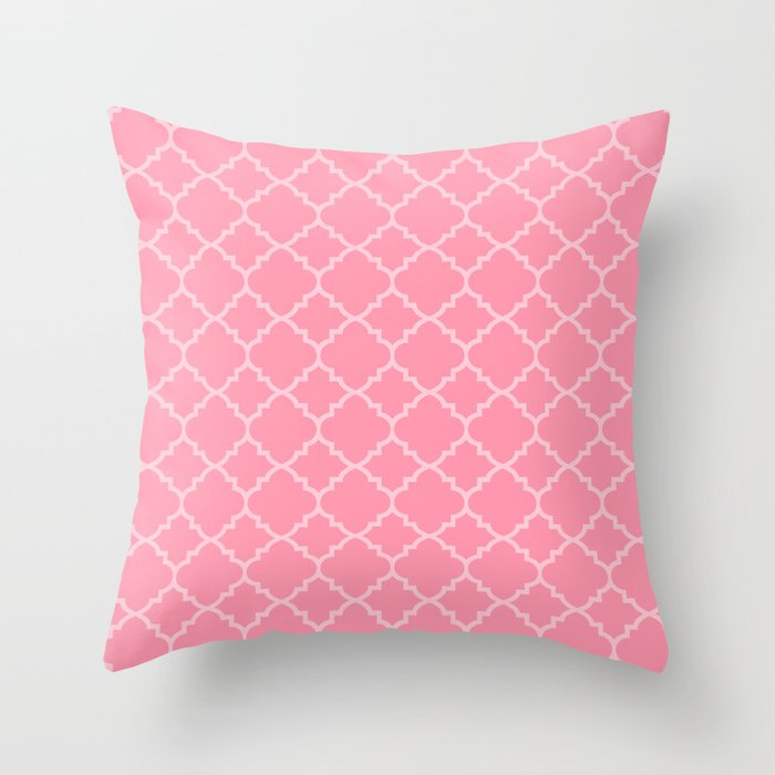 Light Pink Moroccan Quatrefoil Throw Pillow