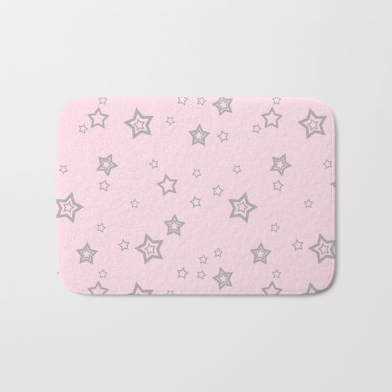 Grey little stars on pink background Bath Mat