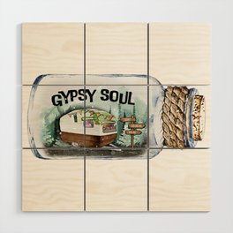 Gypsy Soul Camping Vintage Illustration Wood Wall Art