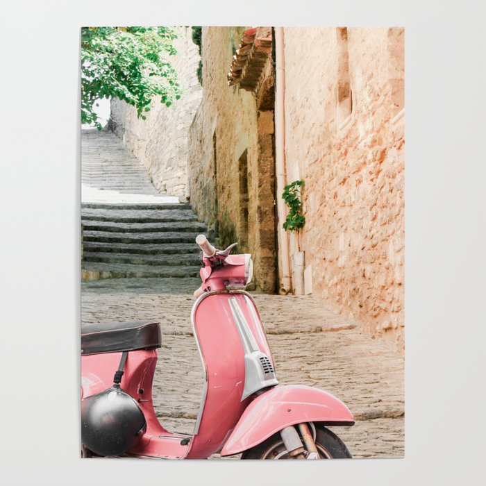 Vintage Italian Pink Scooter Poster