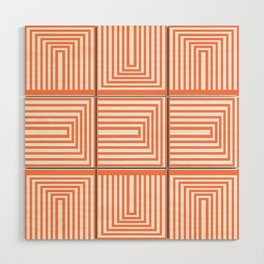 Mid Century Modern Lines and Shapes in Orange Wood Wall Art