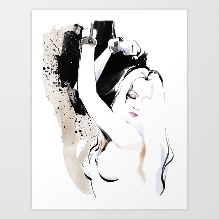 Beauty Portrait Woman Slave Handcuffs Nude Art Black And White