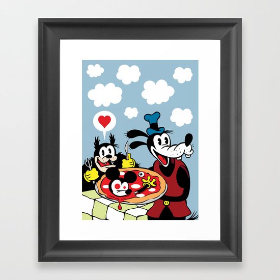 MICKEY'S PIZZA Framed Art Print