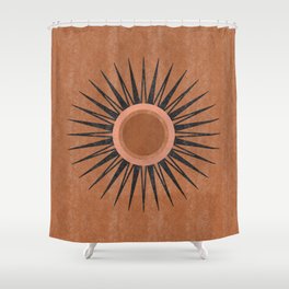 Terracotta Mid Century Sunburst Shower Curtain