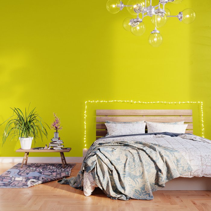 Modern Abstract Bright Yellow Neon Color Wallpaper By Pink Water