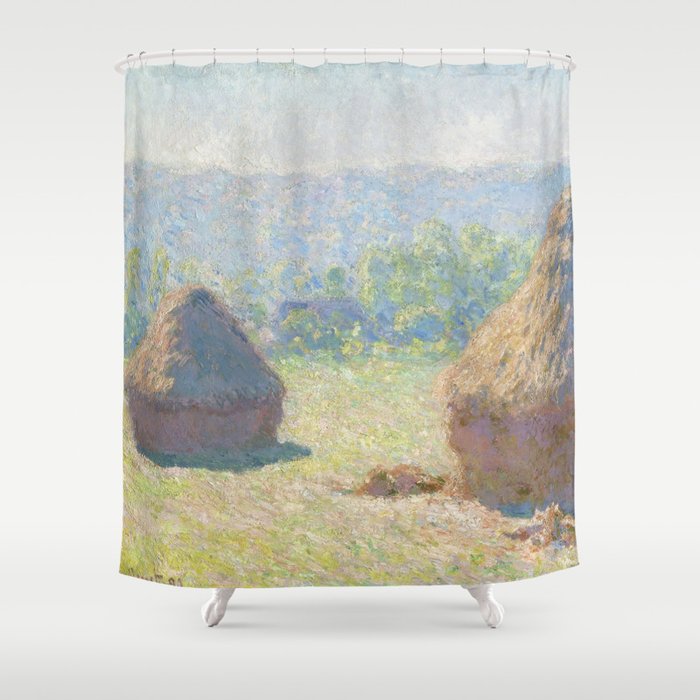 Haystacks, end of Summer by Claude Monet Shower Curtain
