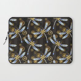 Steampunk Seamless with Mechanical Dragonflies Laptop Sleeve