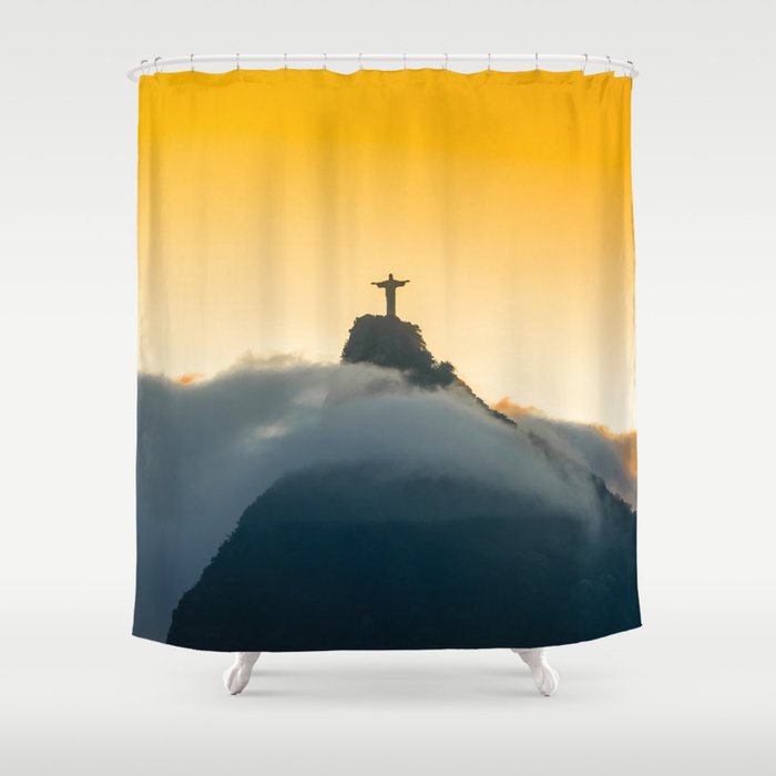 Brazil Photography - Christ The Redeemer Over The Clouds Shower Curtain