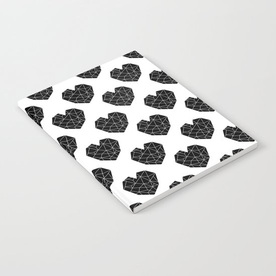 Hearts black and white geometric minimal abstract valentines day gift for gender neutral him or her Notebook