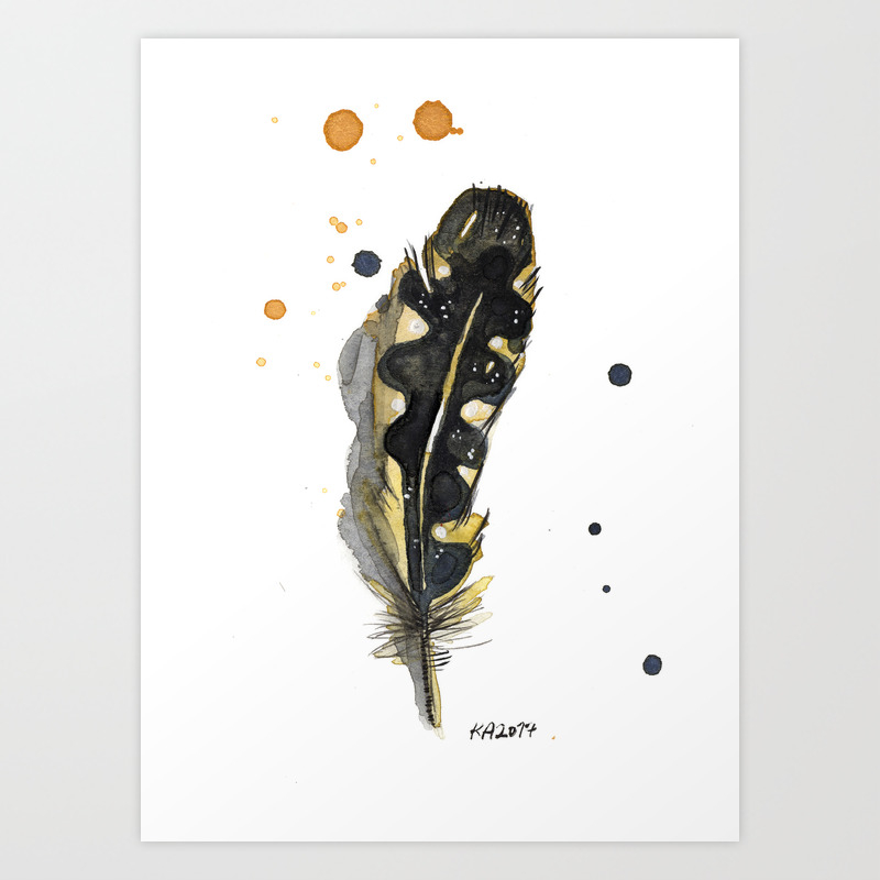 Bohemian Northern Flicker Feather Painting Art Print By Klay Society6