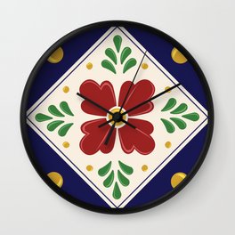 Colorful Talavera Tile by Akbaly Wall Clock