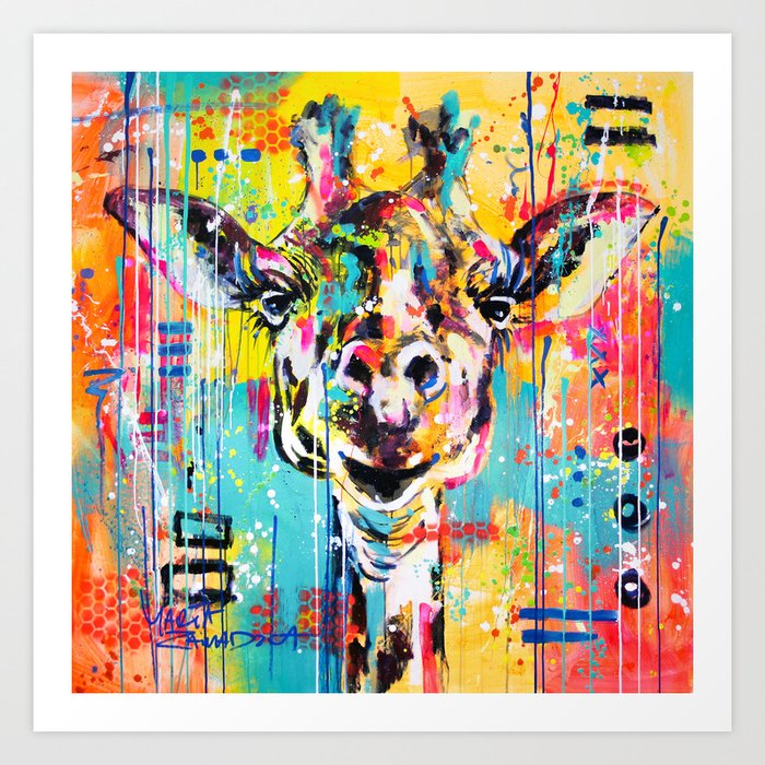 giraffe portrait Art Print