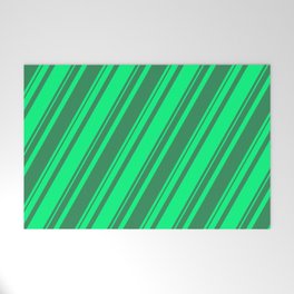 [ Thumbnail: Green & Sea Green Colored Striped Pattern Welcome Mat ]