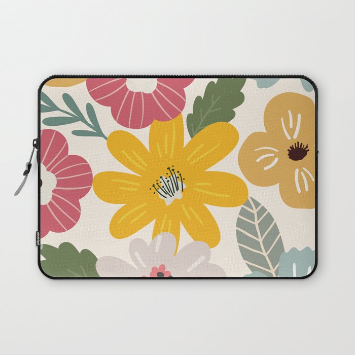 Scandinavian Floral Pattern Laptop Sleeve by Always Blossom Society6