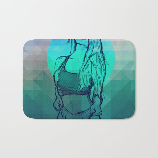 Geometric Sexy Girl Sketch V2 Bath Mat