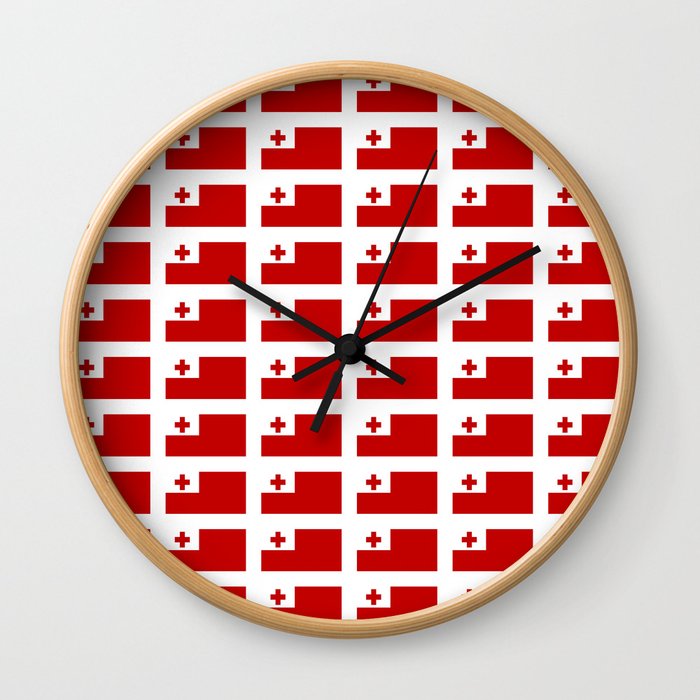 Flag of Tonga -Tonga,Tongatapu,Nukuʻalofa,Tongan,pa'anga,Vava'u, Ha'apai, Tongatapu. Wall Clock