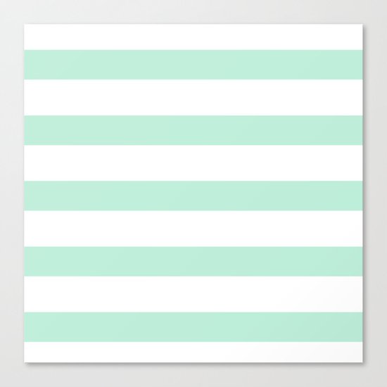 Maritime - Mint green and White stripes-horizontal Canvas Print