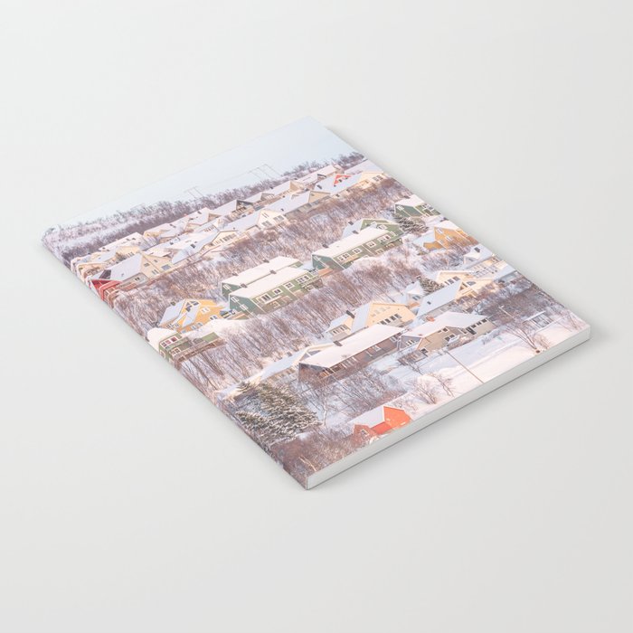 Houses of Tromsø Photo | Winter Snow Landscape in Norway Art Print | Arctic Travel Photography Notebook