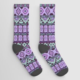Ethnic aztec purple repeated pattern Socks