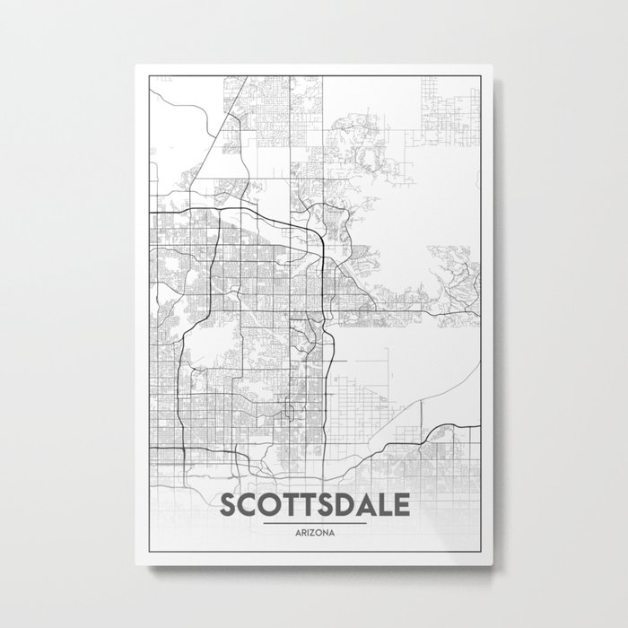 Minimal City Maps - Map Of Scottsdale, Arizona, United States Metal Print