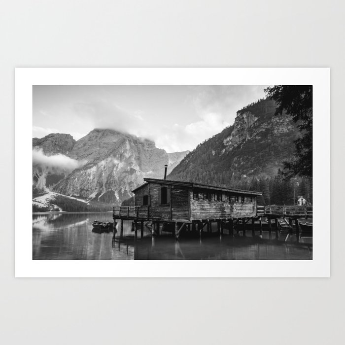 House on Water (Black and White) Art Print