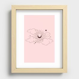 Cloudy Moon Print │Pink Recessed Framed Print