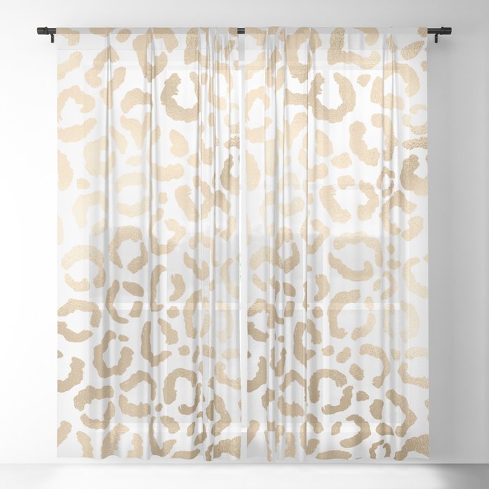 Valance White with Gold Leopard Print Curtain Window Treatment 