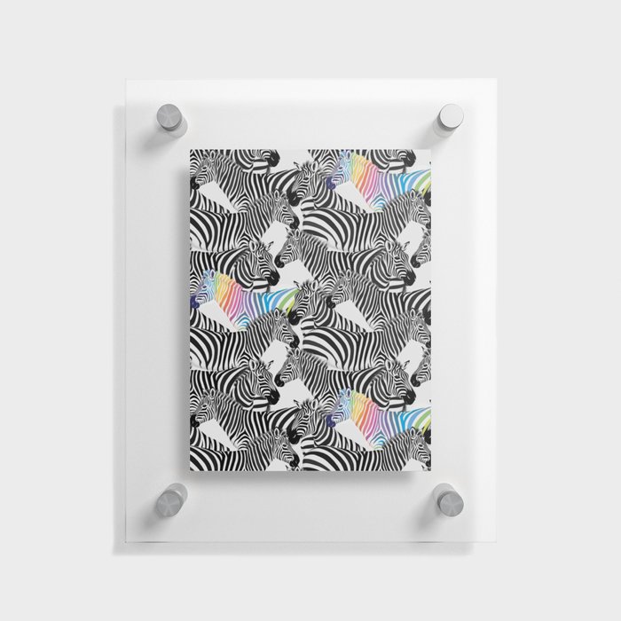 Stand With Pride Rainbow Zebras Floating Acrylic Print