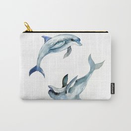 Dolphin, Two Dolphins, chidlren room decor illustration dolphin art Carry-All Pouch