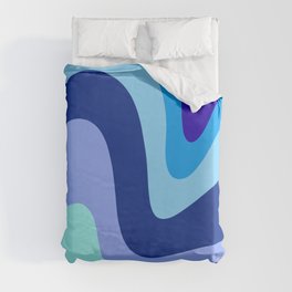 Retro Waves 1 (Blues) Duvet Cover