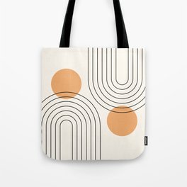 Mid Century Modern Geometric 61 (Rainbow and Sun Abstraction) Tote Bag