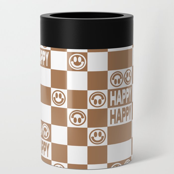 HAPPY Checkerboard (Milk Chocolate Brown Color) Can Cooler