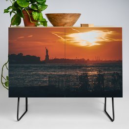 The Statue of Liberty at sunset in New York City Credenza