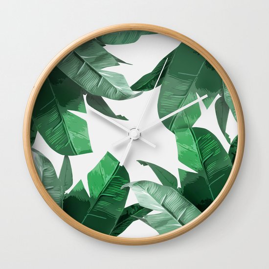 Tropical Palm Print Wall Clock