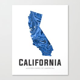 California - State Map Art - Abstract Map - Blue Canvas Print