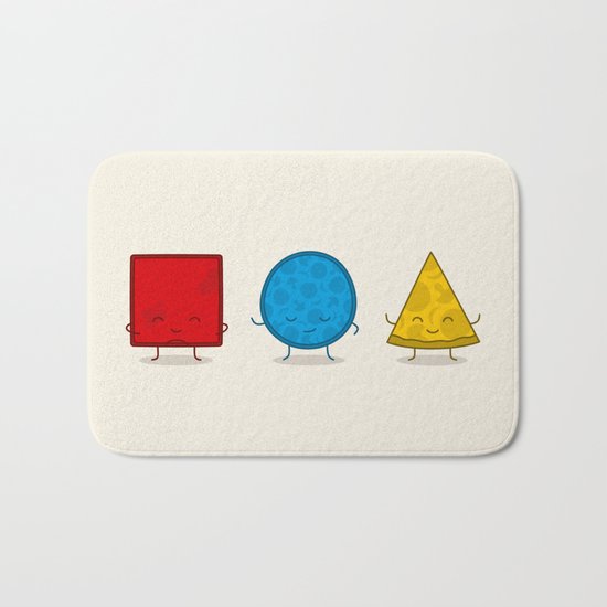 Bauhaus Pizza - Cute Doodles Bath Mat
