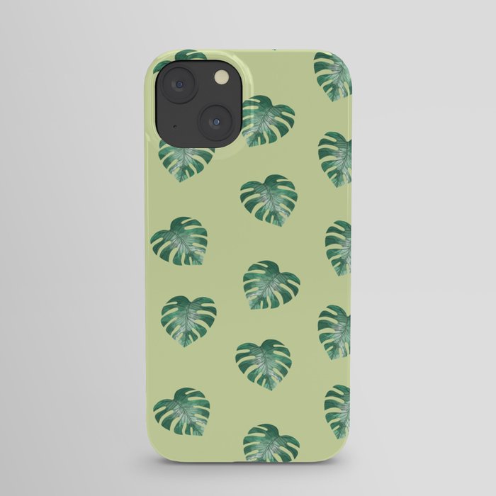 Tropical Leaves Print Cool Summer Green Background Pattern iPhone Case
