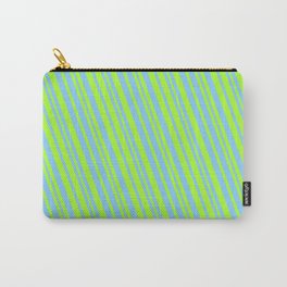 [ Thumbnail: Light Green & Light Sky Blue Colored Lines/Stripes Pattern Carry-All Pouch ]