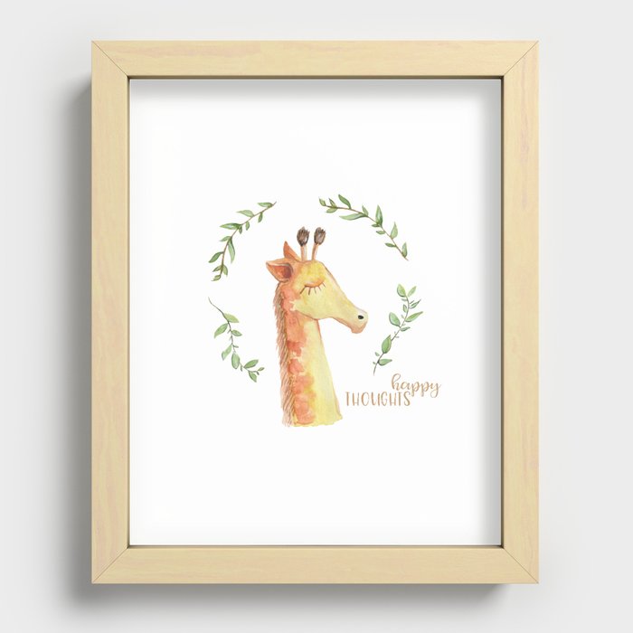 Giraffe Happy Thoughts Recessed Framed Print