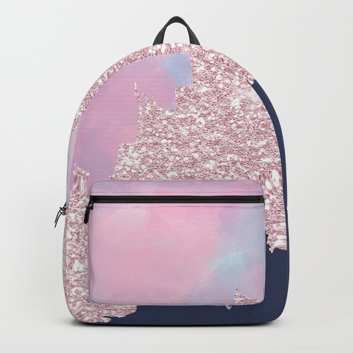 navy blue pink backpack