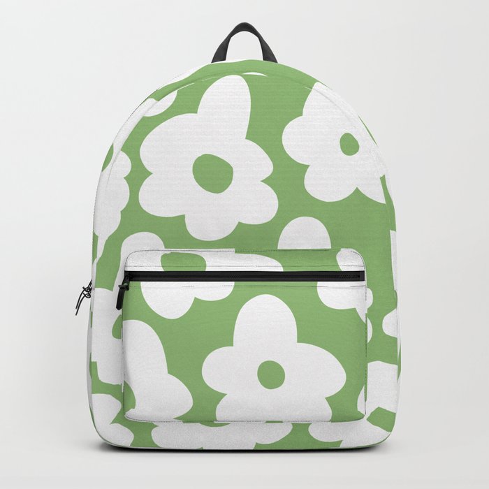 Psychedelic Sage Green 60 s Flowers Backpack by lobbygirl Society6