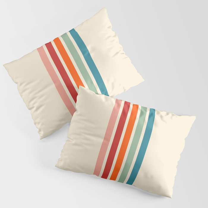 Minimal Abstract Retro Stripes 70s Style - Luluba Pillow Sham