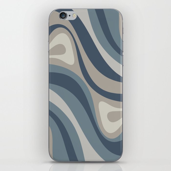 New Groove Retro Swirl Abstract Pattern in Neutral Blue Grey Tones iPhone Skin