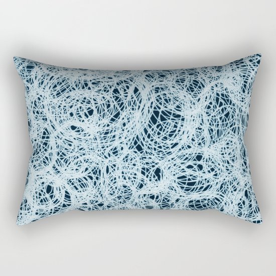 Powder Blue Ink on Black Rectangular Pillow