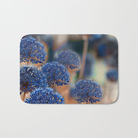 Blue ball flowers. Bath Mat