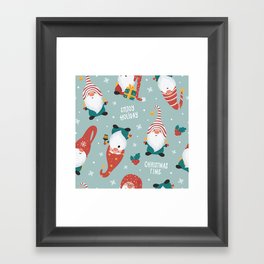 Gnomes Christmas Pattern Framed Art Print