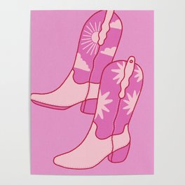 Cowgirl Boots Pink Cowboy Western Poster